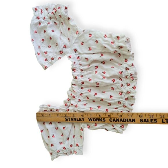 John Galt Brandy Melville white/red Mira embroidered milkmaid crop in XS/S EUC - Picture 7 of 7